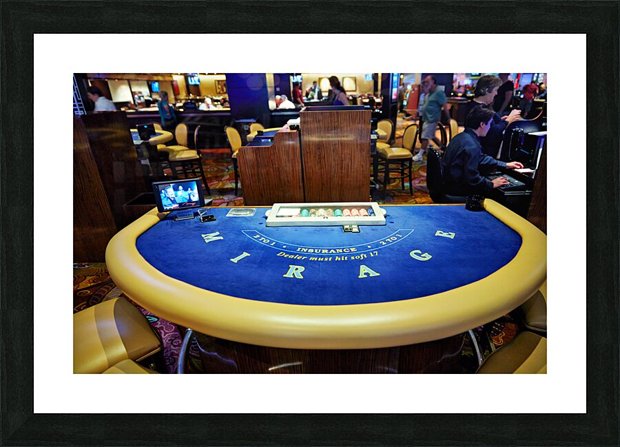 Roulette table at the Casino of Caesars Palace Hotel. Las Vegas Nevada USA Picture Frame print