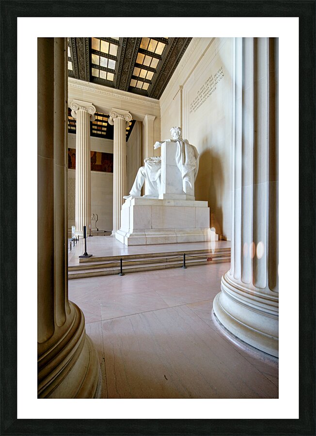 The marble statue of Abraham Lincoln inside the Lincoln Memorial. Washington D.C. Picture Frame print