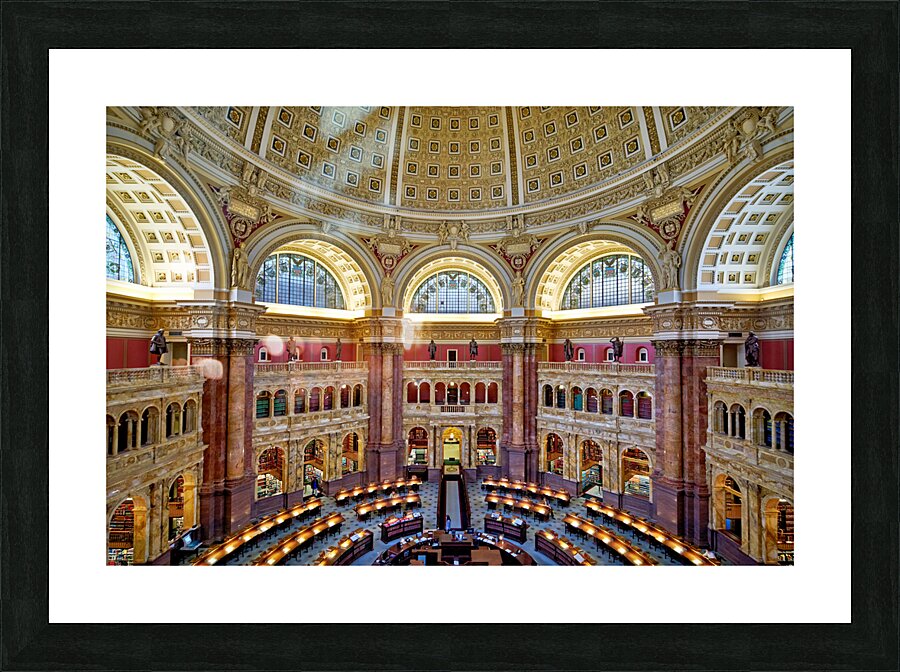 Inside the Library of Congress. The Reading Hall. Washington D.C. Picture Frame print