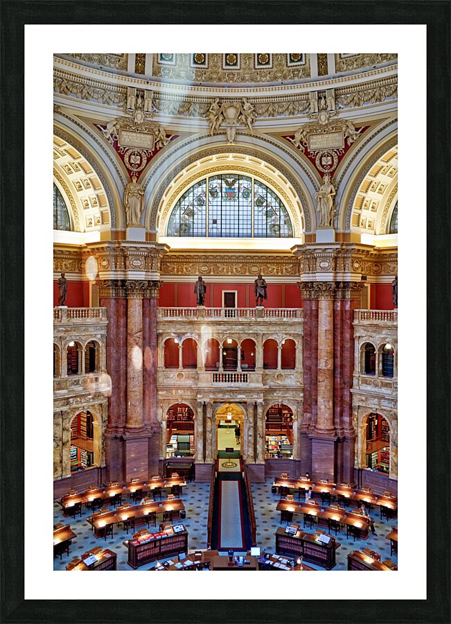Inside the Library of Congress. The Reading Hall. Washington D.C. Picture Frame print