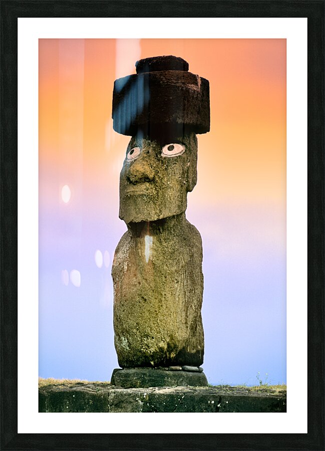 Moai statues at Easter Island Chile. Picture Frame print