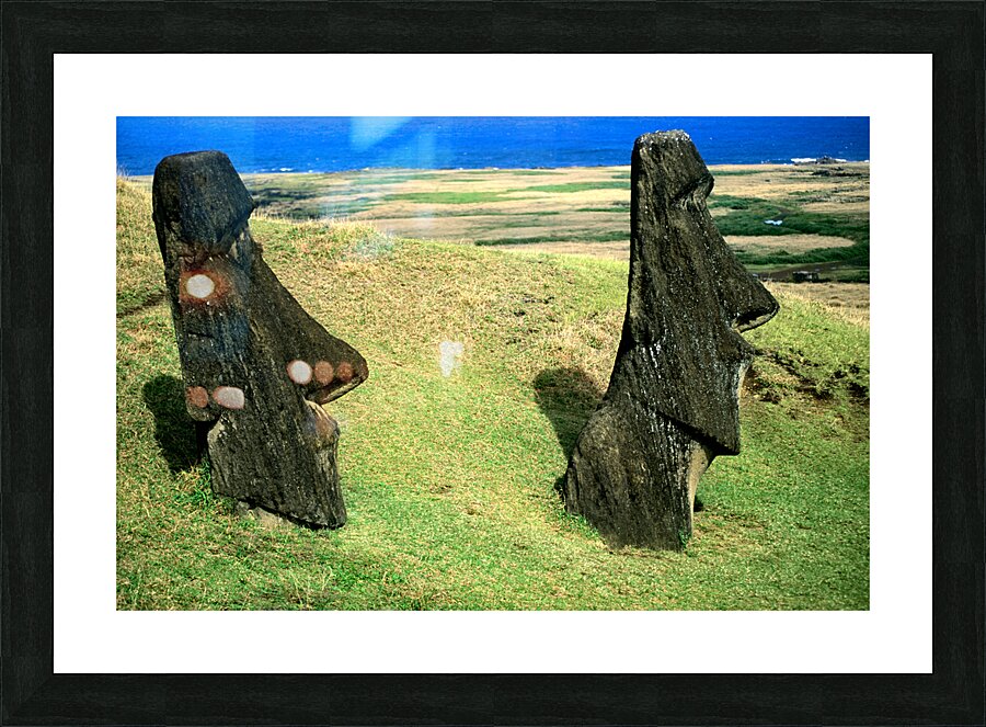 Moai statues at Easter Island Chile. Picture Frame print