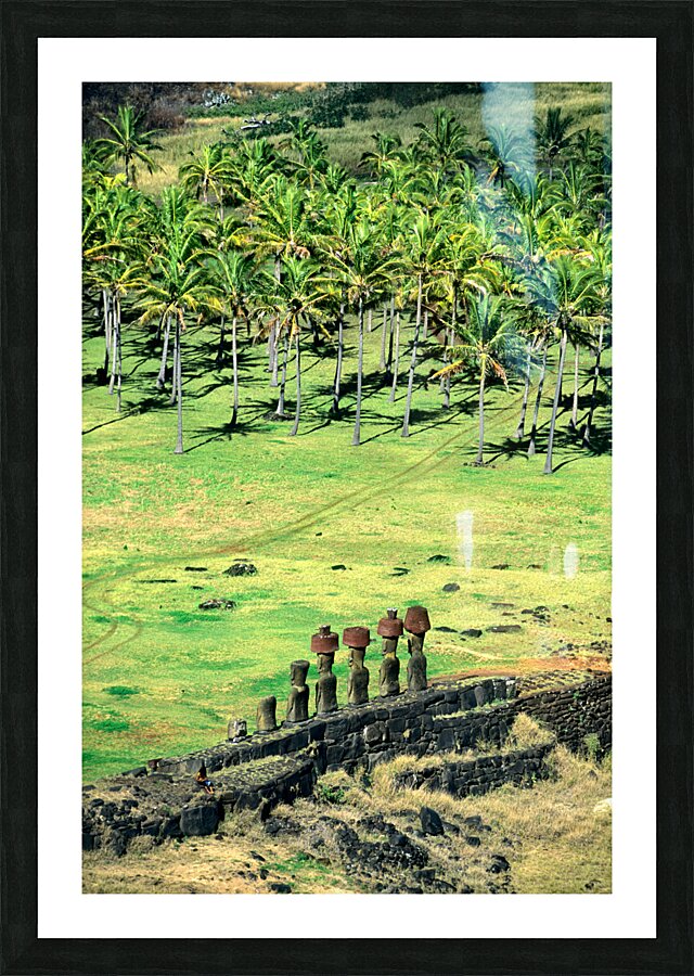 Moai statues at Easter Island Chile. Picture Frame print