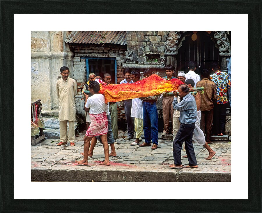 Nepal. Kathmandu. Cremation in Pashupatinath Picture Frame print