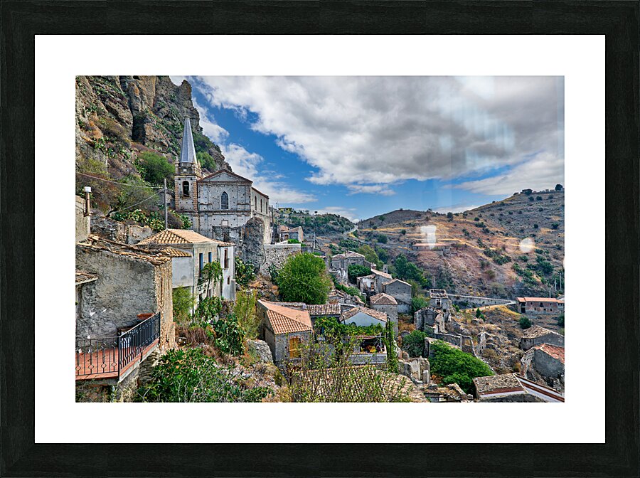 Pentedattilo Calabria Italy. Abandoned ghost town Picture Frame print