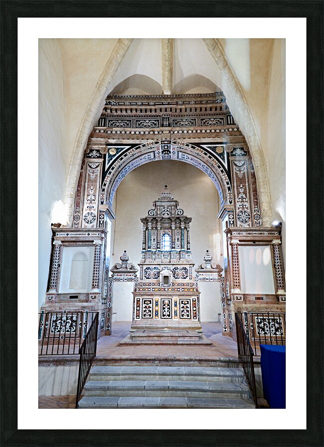 Gerace Calabria Italy. The interior and the baroque altar of Saint Francis of Assisi church Picture Frame print