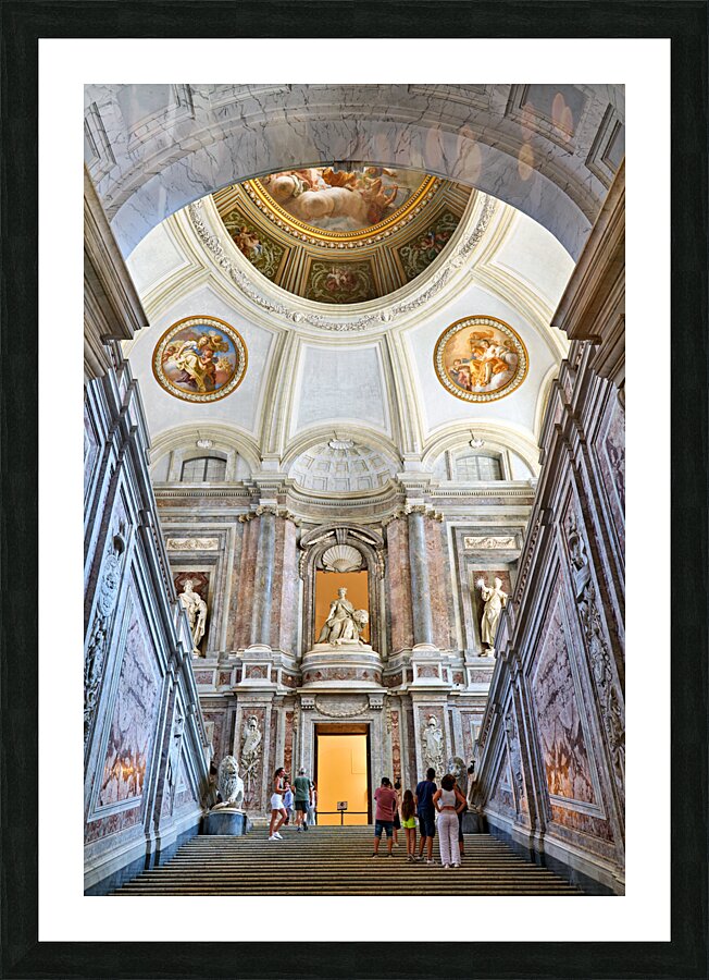 Caserta Campania Italy. The entrance to the Royal Palace and the majestic scalone staircase of honour by Luigi Vanvitelli. Picture Frame print