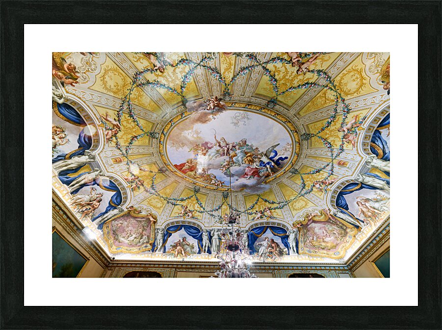Caserta Campania Italy. The Royal Palace. The ceiling of Queen Maria Carolina apartment Picture Frame print