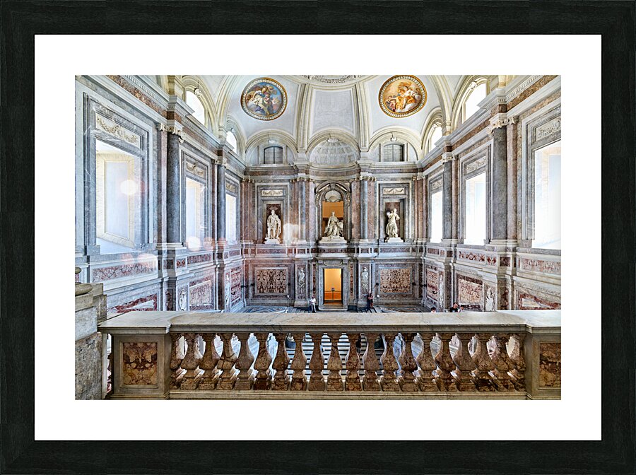 Caserta Campania Italy. The scalone staircase of honour by Luigi Vanvitelli at the Royal Palace Picture Frame print