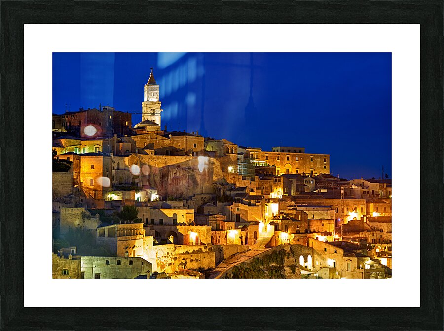 Matera Basilicata Italy. Cityscape ay sunset Picture Frame print