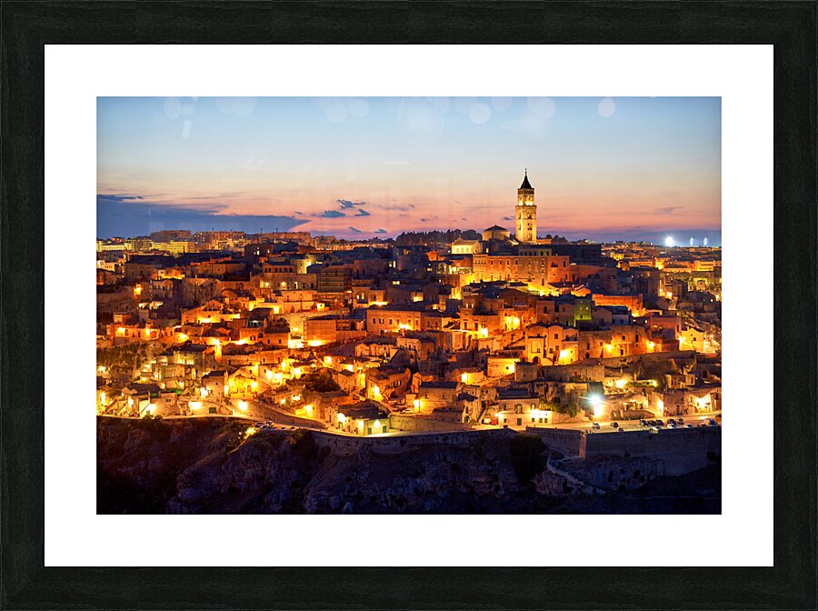 Matera Basilicata Italy. Cityscape. I sassi di Matera at sunset Picture Frame print