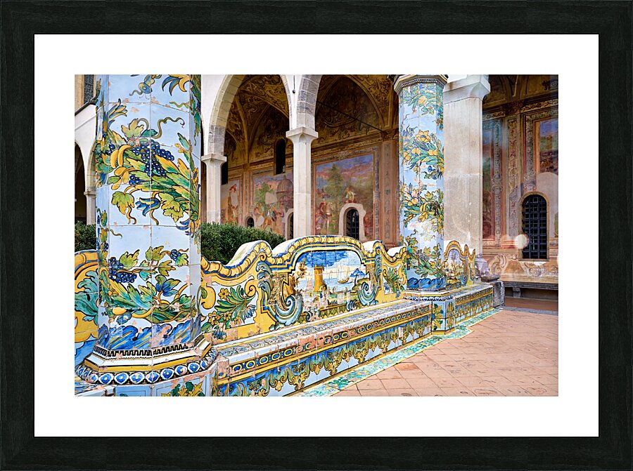 Naples Campania Italy. Santa Chiara Basilica Church. The cloister of the Clarisses Picture Frame print