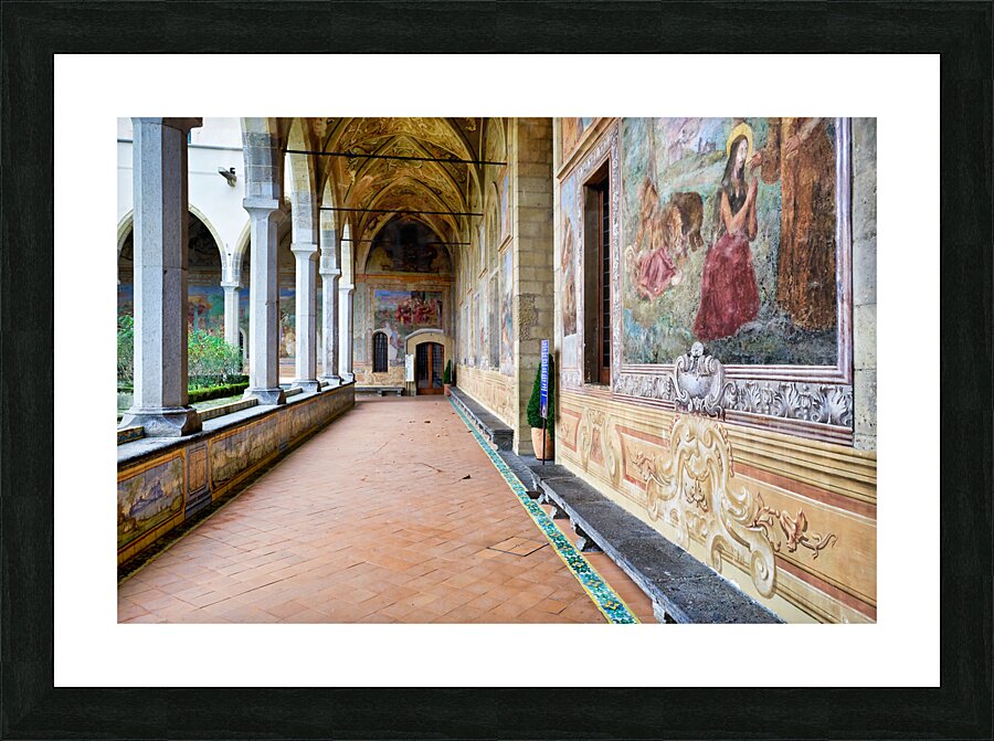 Naples Campania Italy. Santa Chiara Basilica Church. The cloister of the Clarisses Picture Frame print