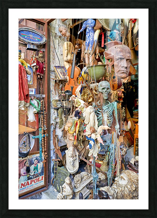 Naples Campania Italy. A junk dealer in Via Tribunali Picture Frame print