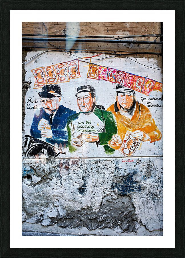 Naples Campania Italy. Street graffiti at Quartieri Spagnoli Spanish Quarters Picture Frame print