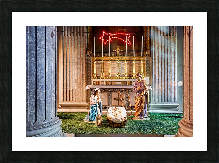 Naples Campania Italy. Nativity scene inside Basilica reale pontificia di San Francesco di Paola in Piazza Plebiscito Picture Frame print