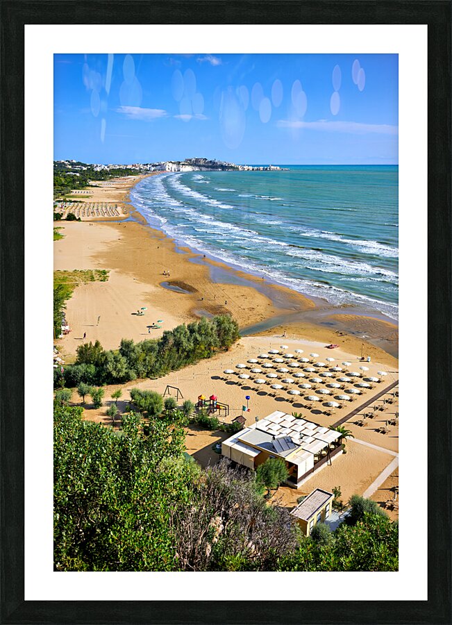 Vieste Gargano. Apulia Puglia Italy. The beach Picture Frame print