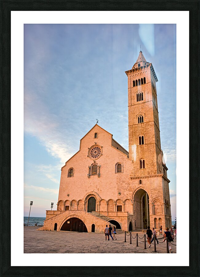Apulia Puglia Italy. Trani. Basilica Cattedrale Beata Maria Vergine Assunta dedicated to Saint Nicholas at dusk Picture Frame print
