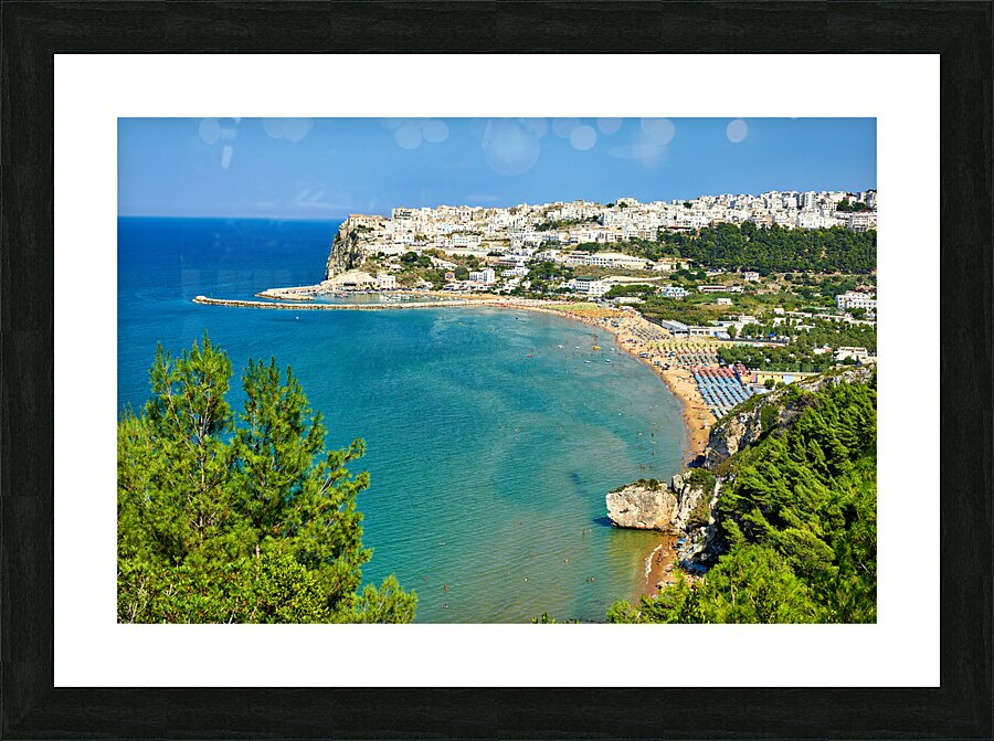 Apulia Puglia Gargano Italy. Elevated view of Peschici Picture Frame print