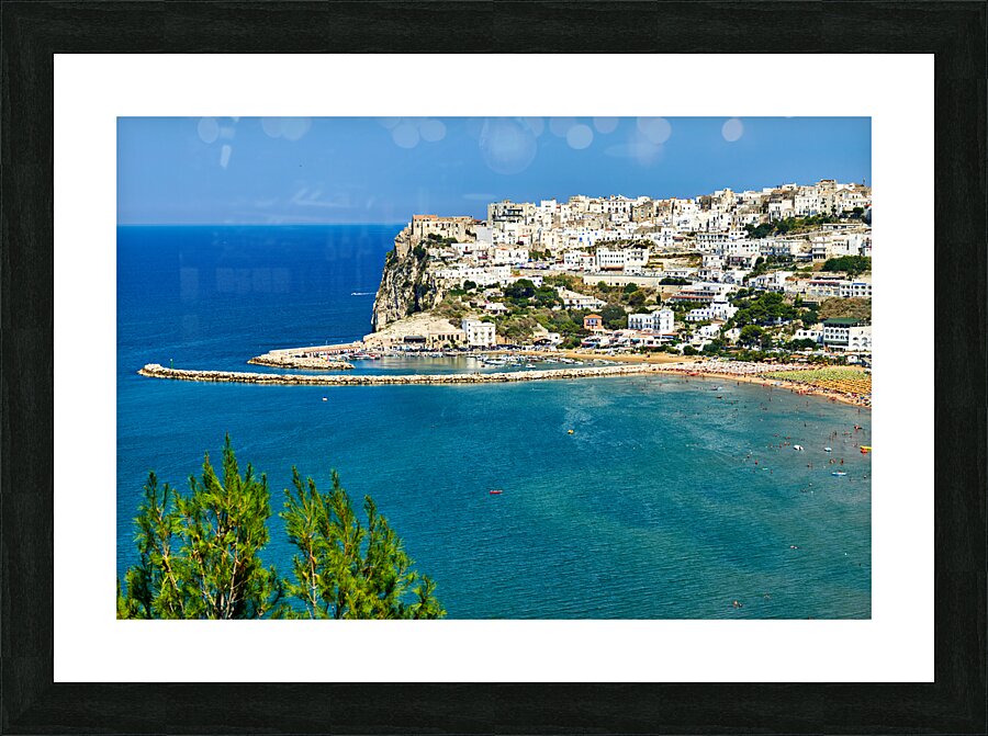 Apulia Puglia Gargano Italy. Elevated view of Peschici Picture Frame print