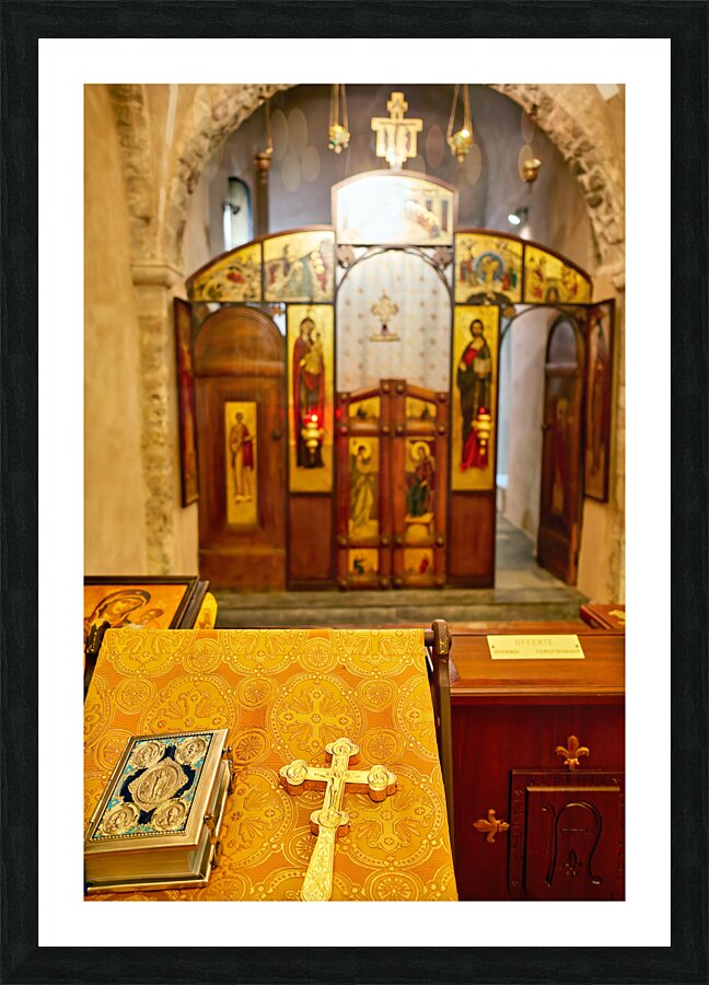 Apulia Puglia Italy. Bari. The Pontifical Basilica of Saint Nicholas. The holy bible Picture Frame print