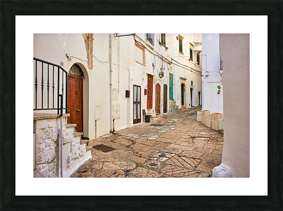 Apulia Puglia Italy. Ostuni. The white town. The narrow alleys of the old town Picture Frame print