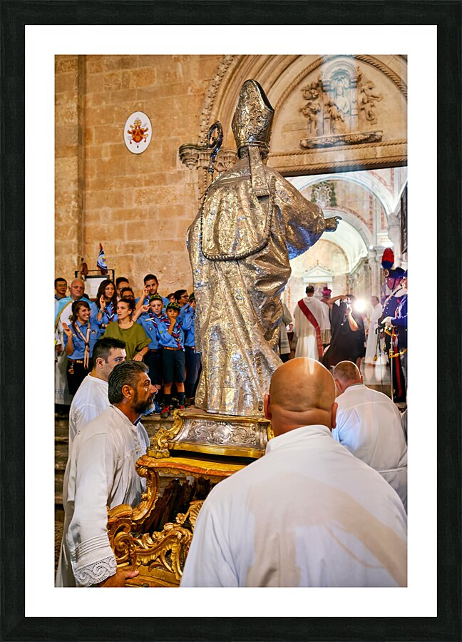 Apulia Puglia Italy. Ostuni. Festival of Saint Orontius. Procession with the statue of the Saint Picture Frame print