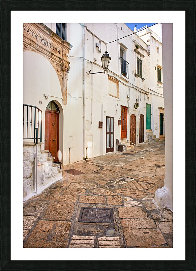 Apulia Puglia Italy. Ostuni. The white town. The narrow alleys of the old town Picture Frame print