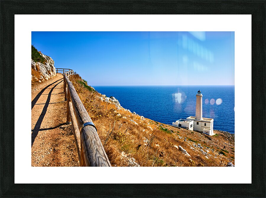 Apulia Puglia Italy. The lighthouse at Cape Palascia Capo dOtranto. The easternmost point of Italy Picture Frame print