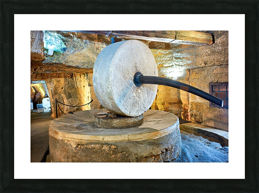 Salento. Apulia Puglia Italy. Gallipoli. Old olives crusher. Frantoio Oleario Ipogeo di Palazzo Granafei Picture Frame print
