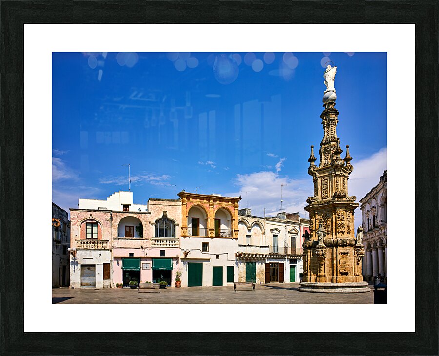 Salento. Apulia Puglia Italy. Nardò. Salandra square. 18th century column Picture Frame print