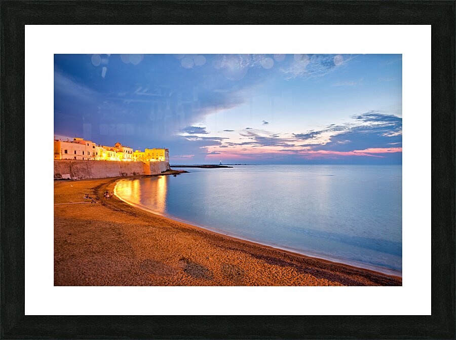Salento. Apulia Puglia Italy. Gallipoli. Sunset on the waterfront Picture Frame print