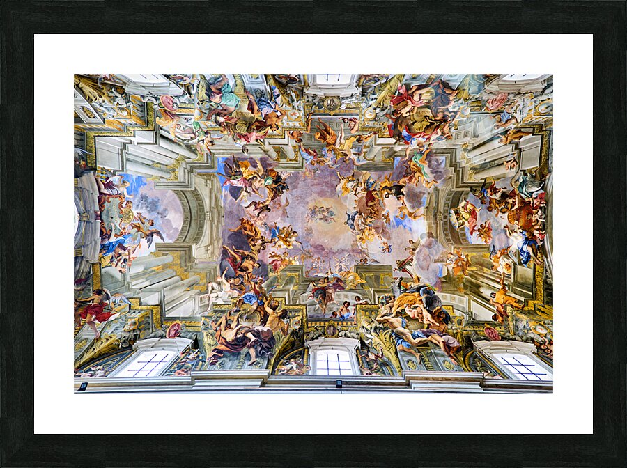 Rome Lazio Italy. The Church of St. Ignatius of Loyola at Campus Martius. Andrea Pozzos painted ceiling Picture Frame print