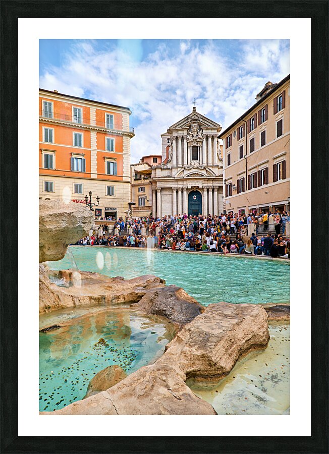 Rome Lazio Italy. Crowd of people at Trevi Fountain Picture Frame print