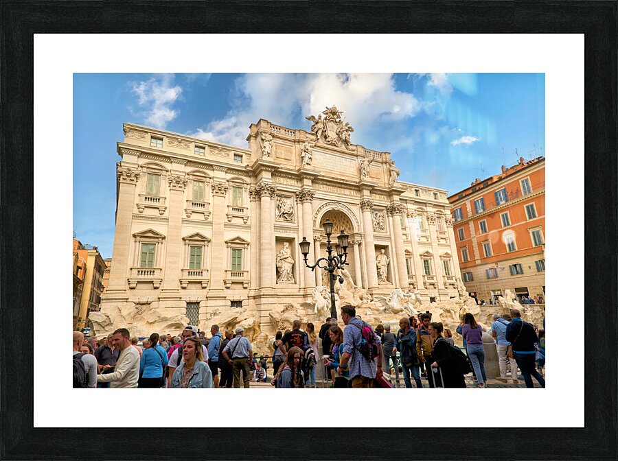 Rome Lazio Italy. Crowd of tourists at Trevi fountain Picture Frame print