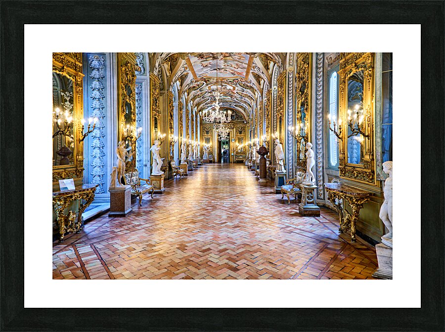Rome Lazio Italy. The Doria Pamphilj Gallery is a large art collection housed in the Palazzo Doria Pamphilj. Galleria degli specchi mirrors gallery Picture Frame print