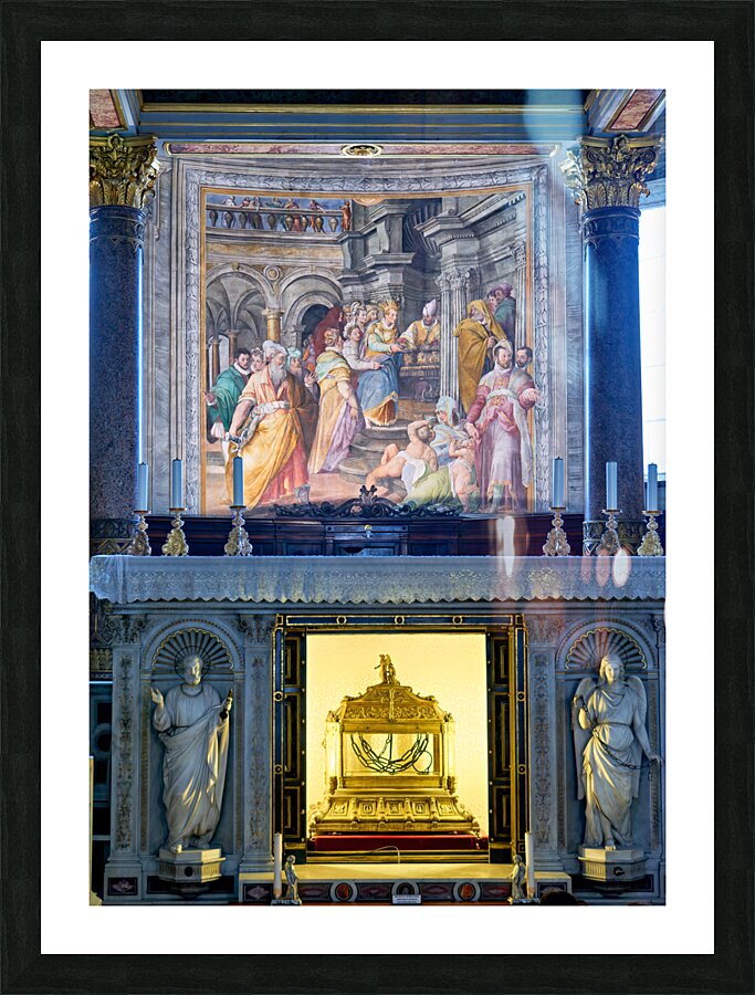 Rome Lazio Italy. San Pietro in Vincoli Saint Peter in Chains. Reliquary containing the chains of St Peter. Frescos by Giacomo Coppi Picture Frame print