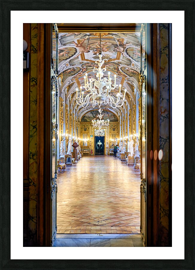 Rome Lazio Italy. The Doria Pamphilj Gallery is a large art collection housed in the Palazzo Doria Pamphilj. Galleria degli specchi mirrors gallery Picture Frame print