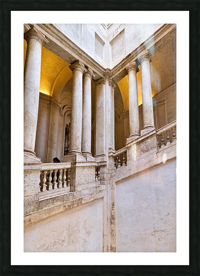 Rome Lazio Italy. The Galleria Nazionale dArte Antica or National Gallery of Ancient Art an art museum in Palazzo Barberini. Square staircase by Bernini Picture Frame print