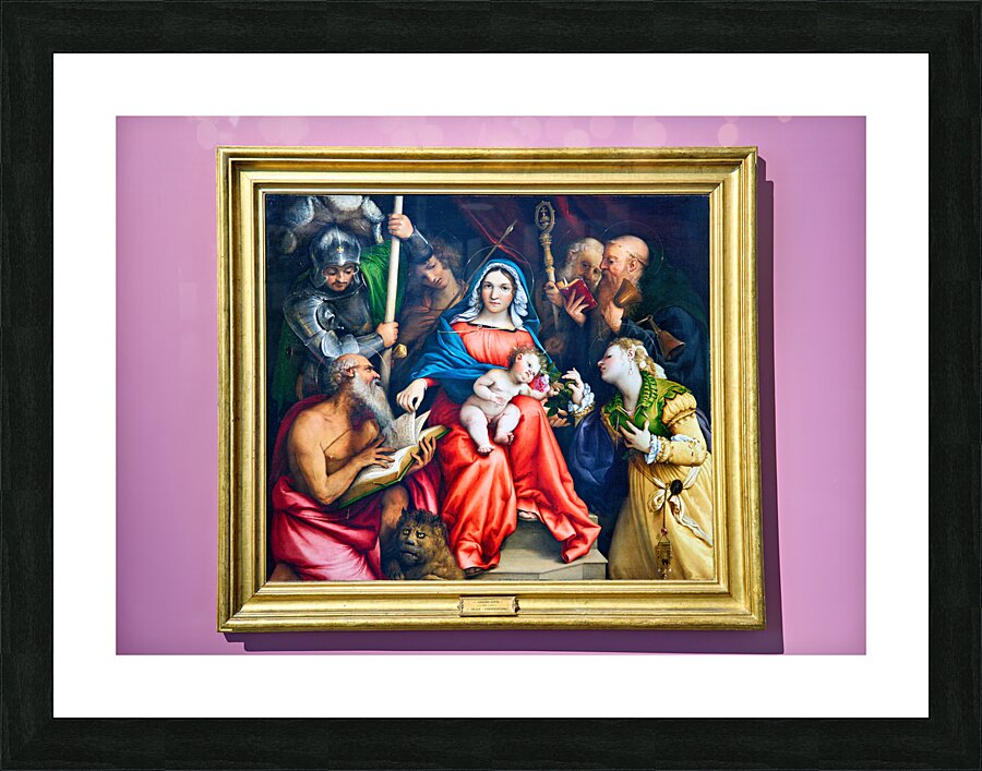 Rome Lazio Italy. The Galleria Nazionale dArte Antica or National Gallery of Ancient Art an art museum in Palazzo Barberini. Mystical Marriage of St. Catherine by Lorenzo Lotto Picture Frame print