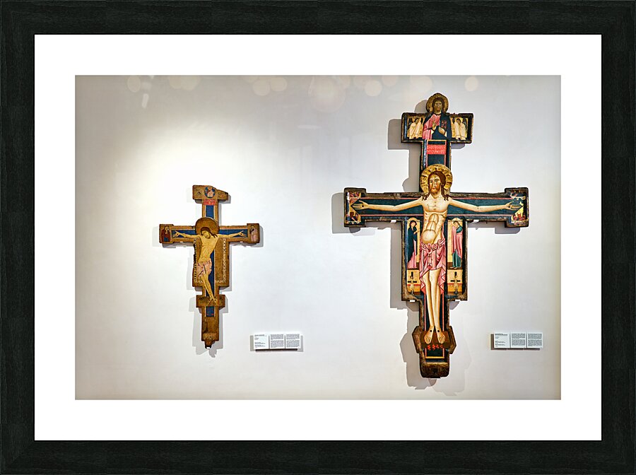 Rome Lazio Italy. The Galleria Nazionale dArte Antica or National Gallery of Ancient Art an art museum in Palazzo Barberini. Medieval crucifix by Berlinghieri and Machilone Picture Frame print