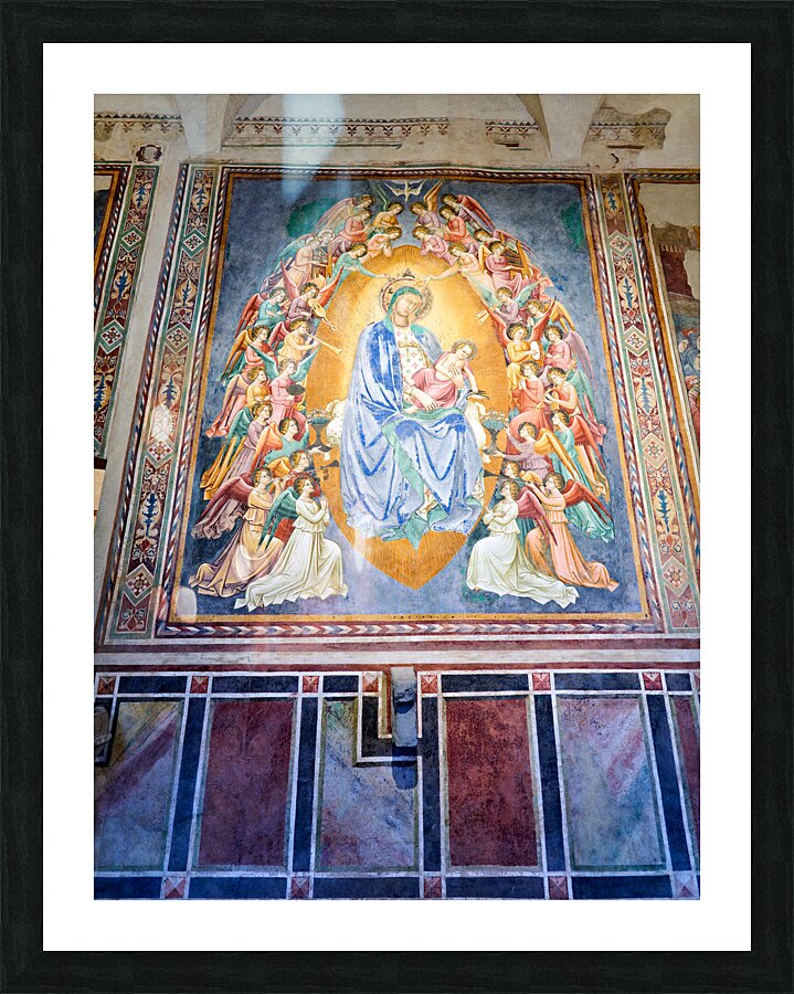 San Gimignano. Tuscany. Italy. Frescoes in the church of San Lorenzo in Ponte. Madonna col Bambino in gloria Madonna with Child in Glory by Simone Martini Picture Frame print