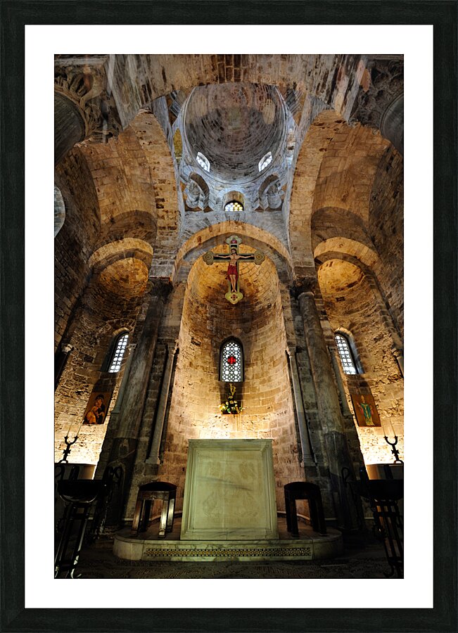 Interior View of the Central Aisle Domes of the Cappella di San Cataldo in Palermo Italy Picture Frame print