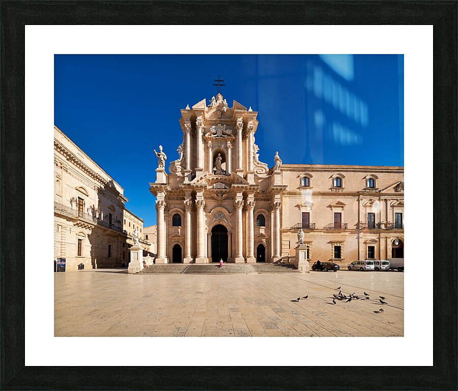 The Cathedral of Syracuse Duomo di Siracusa formally the Cattedrale metropolitana della Natività di Maria Santissima is an ancient Catholic church in Syracuse Sicily the seat of the Roman Catholic Archdiocese of Siracusa. Its structure is originally a Gre Picture Frame print