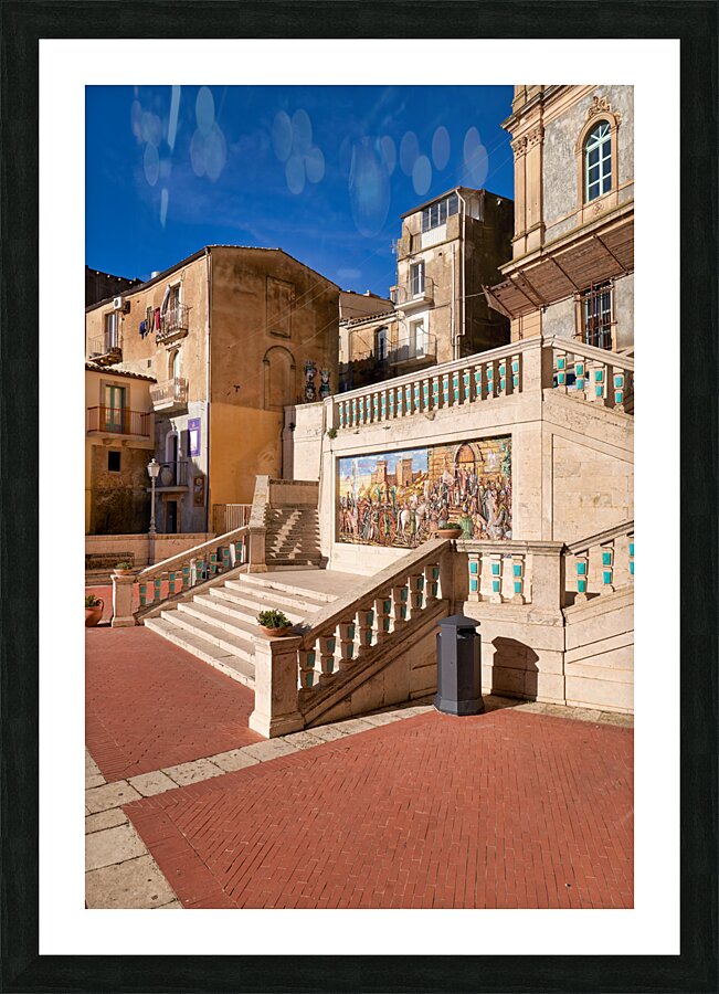 The famous ceramics in the streets of Caltagirone. Sicily Italy Picture Frame print