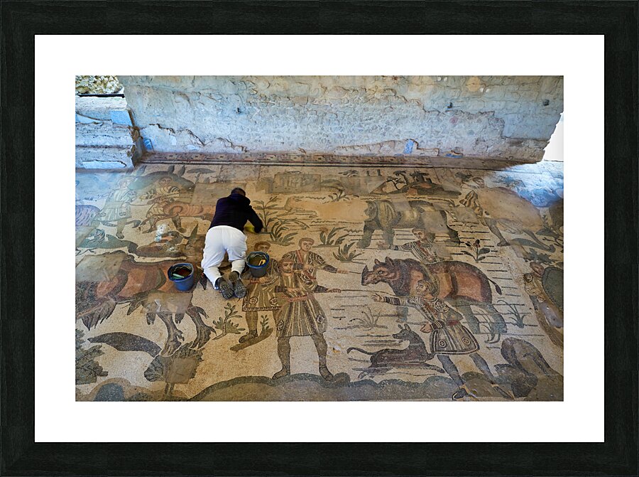 Mosaics at Villa Romana del Casale Roman Villa in Piazza Armerina Sicily Italy Picture Frame print