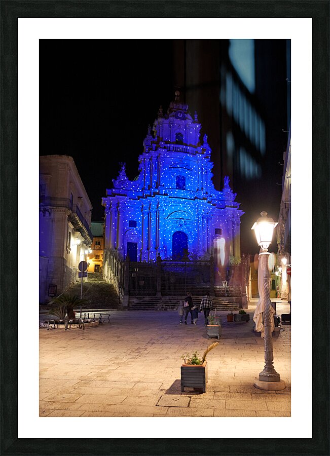 Duomo of San Giorgio Dome of St. George Cathedral in Modica Sicily Italy San Giorgio Cathedral of Ragusa Ibla and Duomo Square. Sicily Italy Picture Frame print
