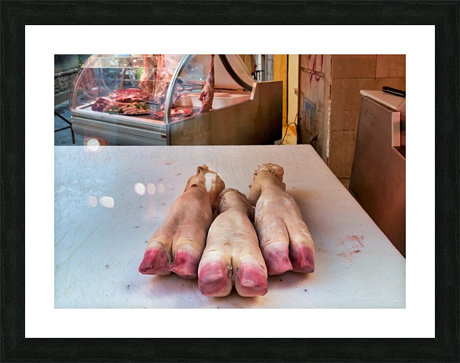 Piscaria the street daily market in Catania Sicily Italy. Fresh fish meat vegetables Picture Frame print