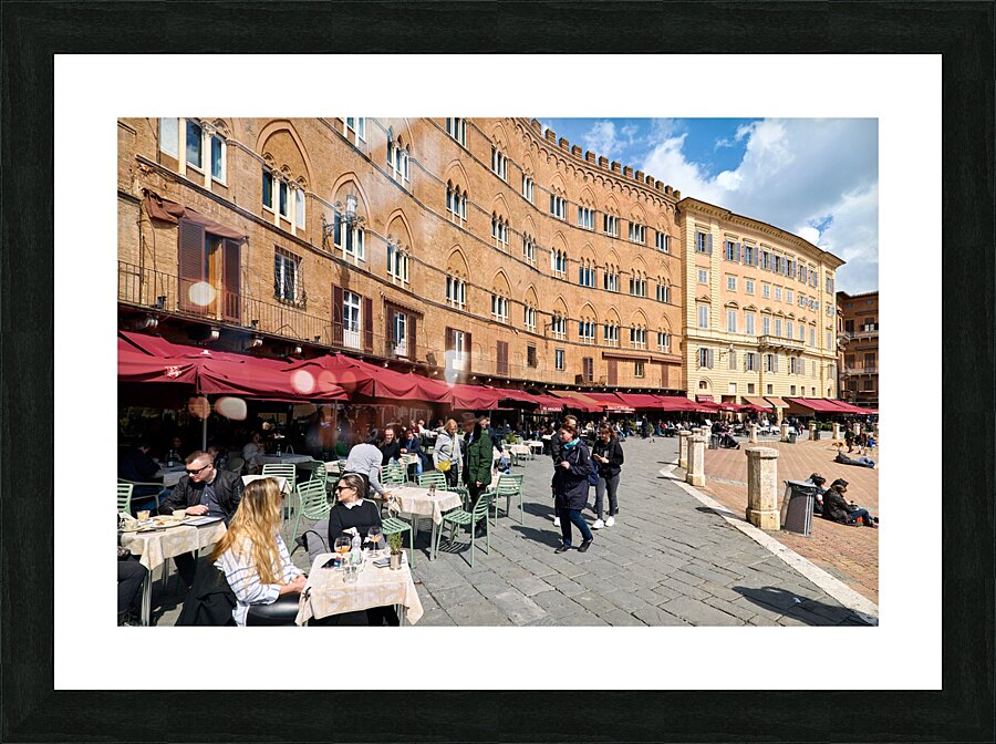 Siena Tuscany Italy. Restaurants in Piazza del Campo Picture Frame print