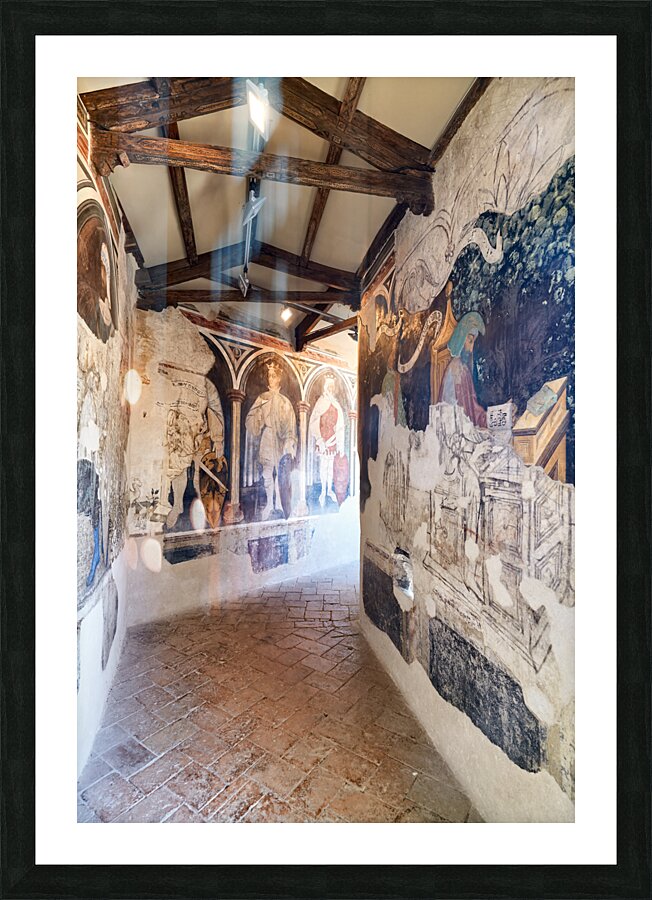 Foligno Umbria Italy. Frescoes at Trinci Palace Palazzo Trinci a patrician residence and museum. Picture Frame print
